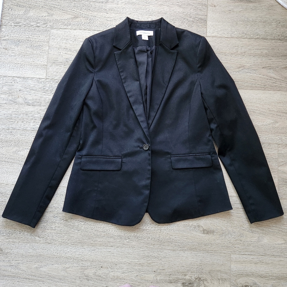 Liz Claiborne Black Blazer Womens 6 Career Business Button